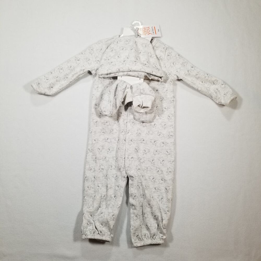 Carter's Baby Boy 3 Piece Beige Sleeper w/Hat & Booties, Size 9 months, New